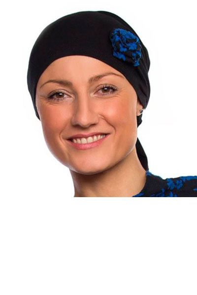 Royal Blue/Black Rosette Chemotherapy Head Wrap | WPH